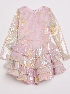 Bardot Iridescent Pink Sequin Ruffle Dress